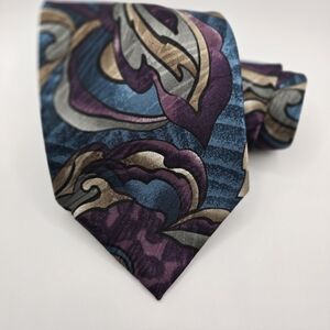 European Concepts Dark Floral Blue & Burgundy Men's Silk Tie